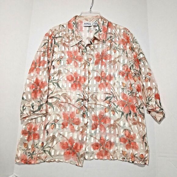 Bon Worth MedP Cardigan Sheer Blouse. 3/4 Sleeves 16ins. With Collar. - Picture 8 of 8